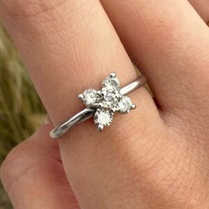 Platinum Diamond Flower Cluster Ring 0.40ct Pt900